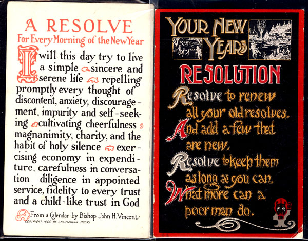 New Year's resolutions postcard from 1915